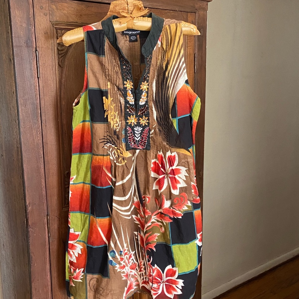 BIOGRAPHIE Boho Beaded Embroidered Dress, M